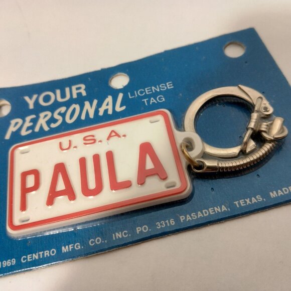 Paula USA License Plate Keychain Your Personal License Tag Personalized Vintage - Picture 2 of 4